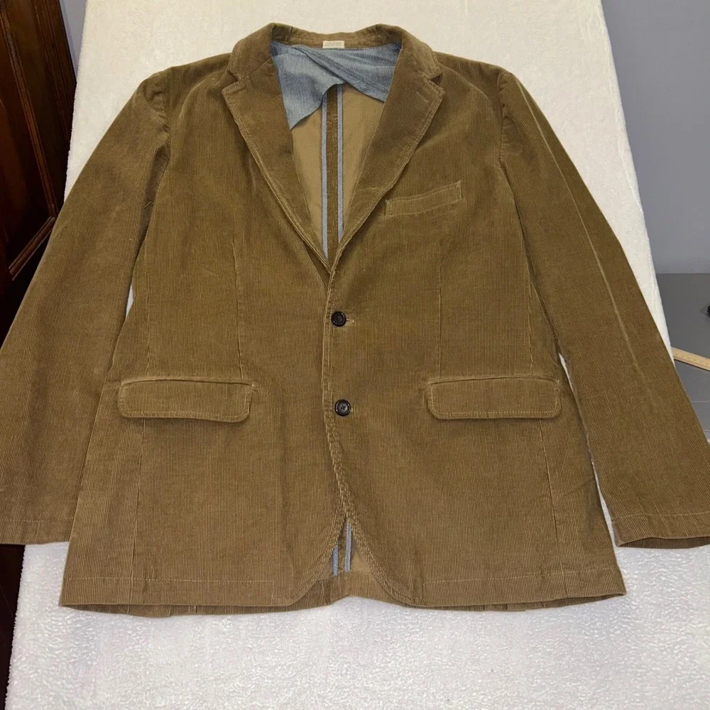 J.Crew Vintage Cord Sport Coat Blazer Sz XL Brown Corduroy Cotton Jacket Unlined